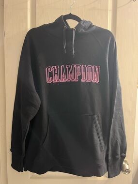 Champion Black Hoodie with Pink Outline Logo SIZE 2XL NWT